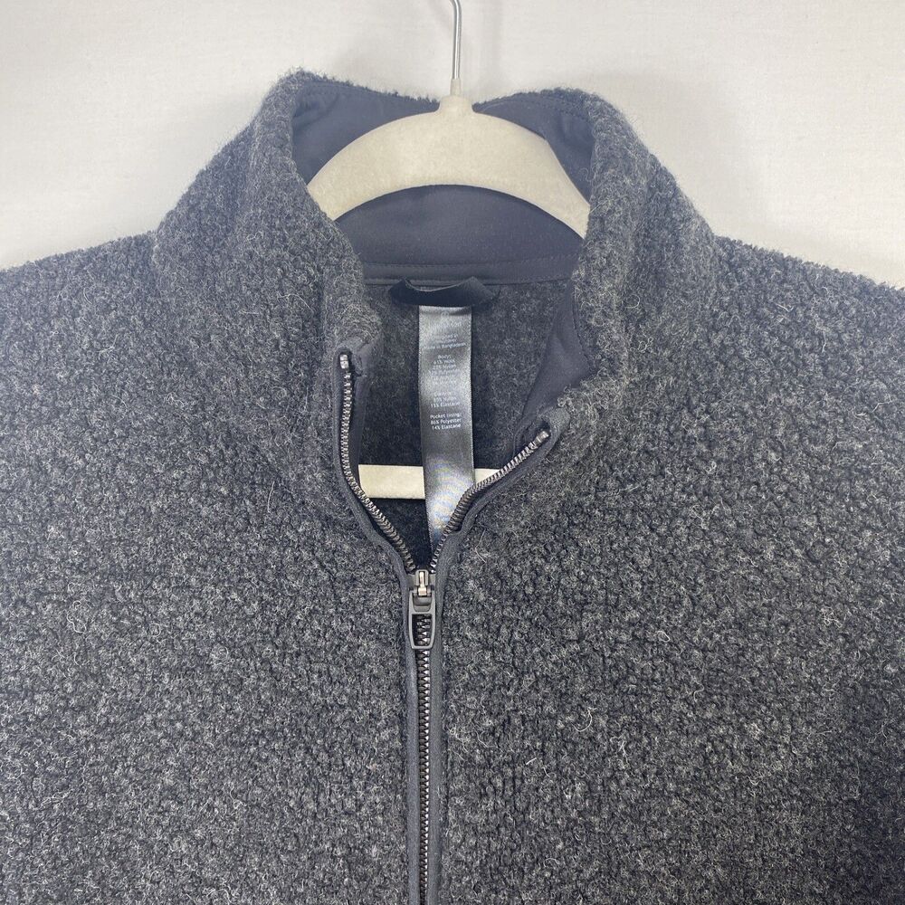 Lululemon Mens Size Medium Tundra Trek Wool Sherpa Fleece Pullover 1/2 Zip Black